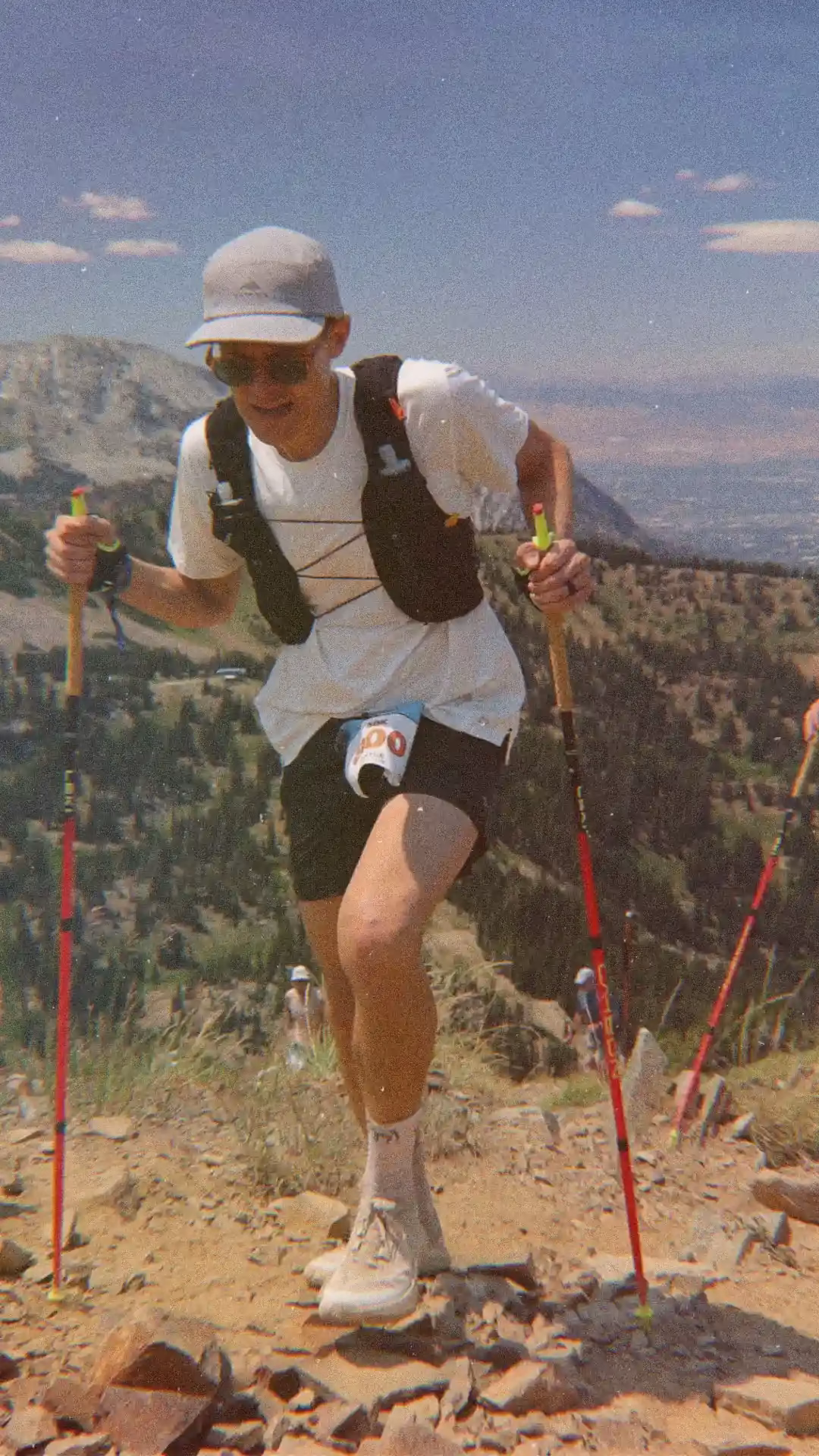 Man running up a mountain in salt lake city.