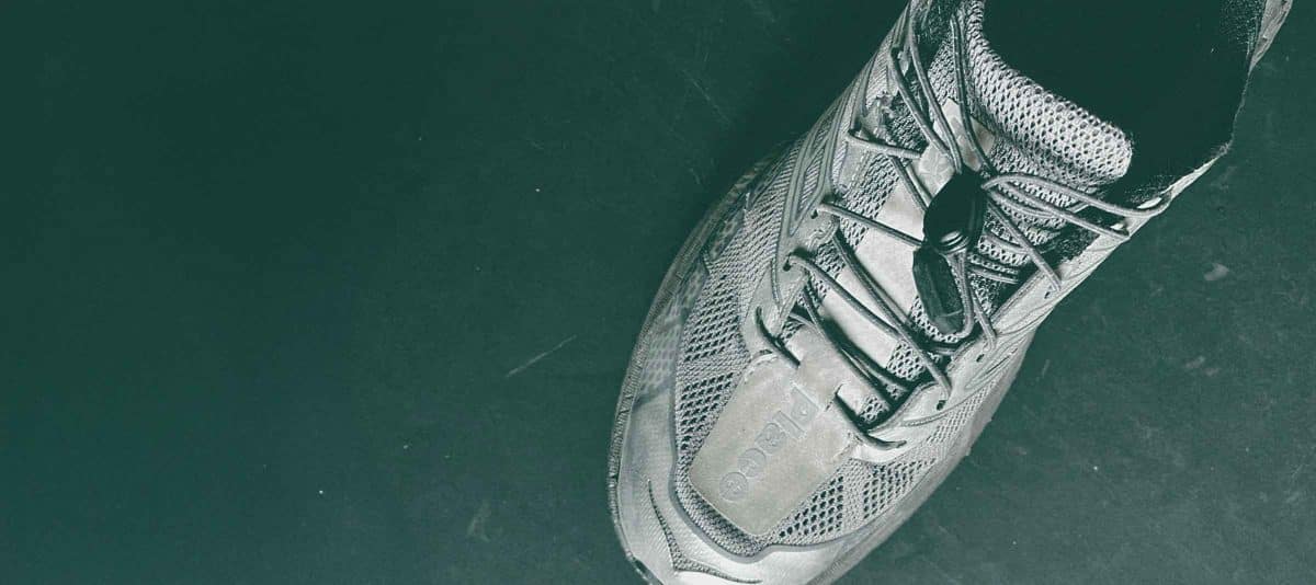 Close-up of a running shoe. UNNA