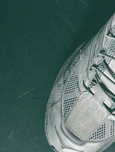 Close-up of a running shoe. UNNA