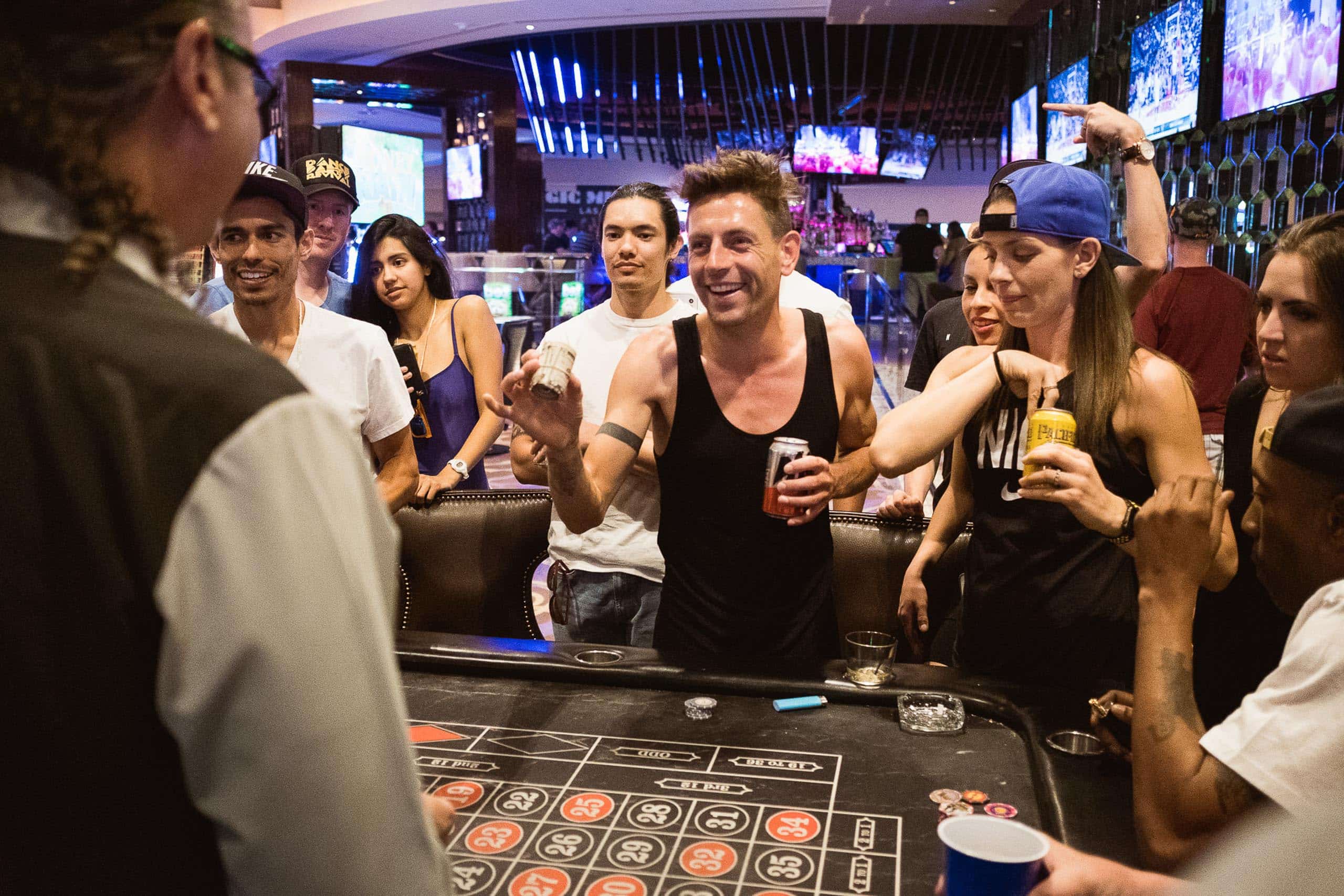 Nils Arend playing roulette at a Las Vegas table after The Speed Project.