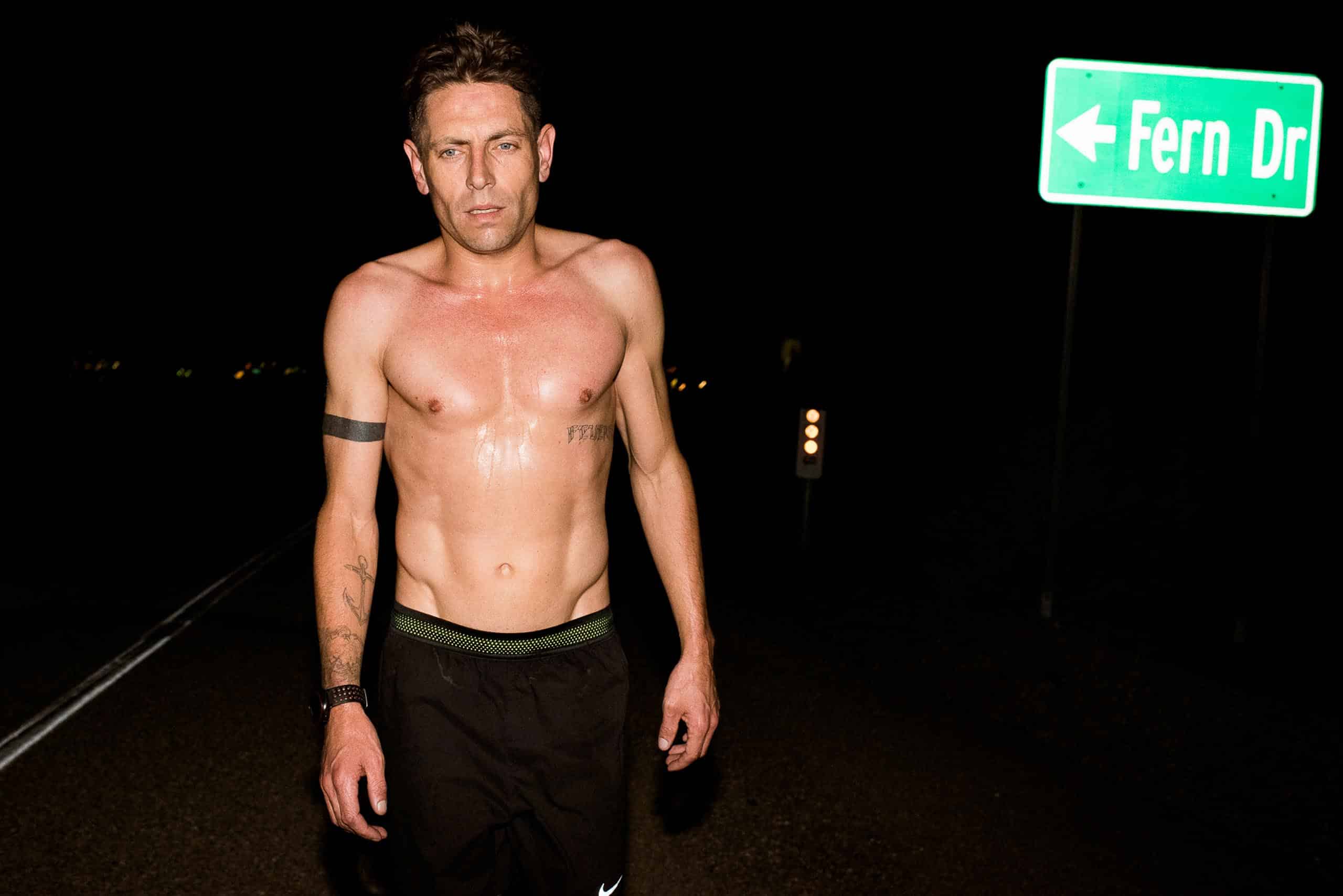 Nils Arend, a tired runner after a long day of running in the heat.