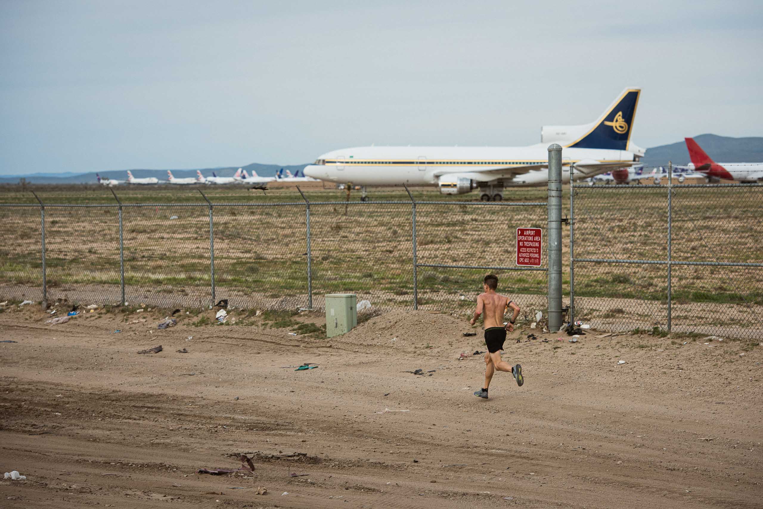 Nils Arend through the desert and past airports heading toward the Las Vegas Strip.