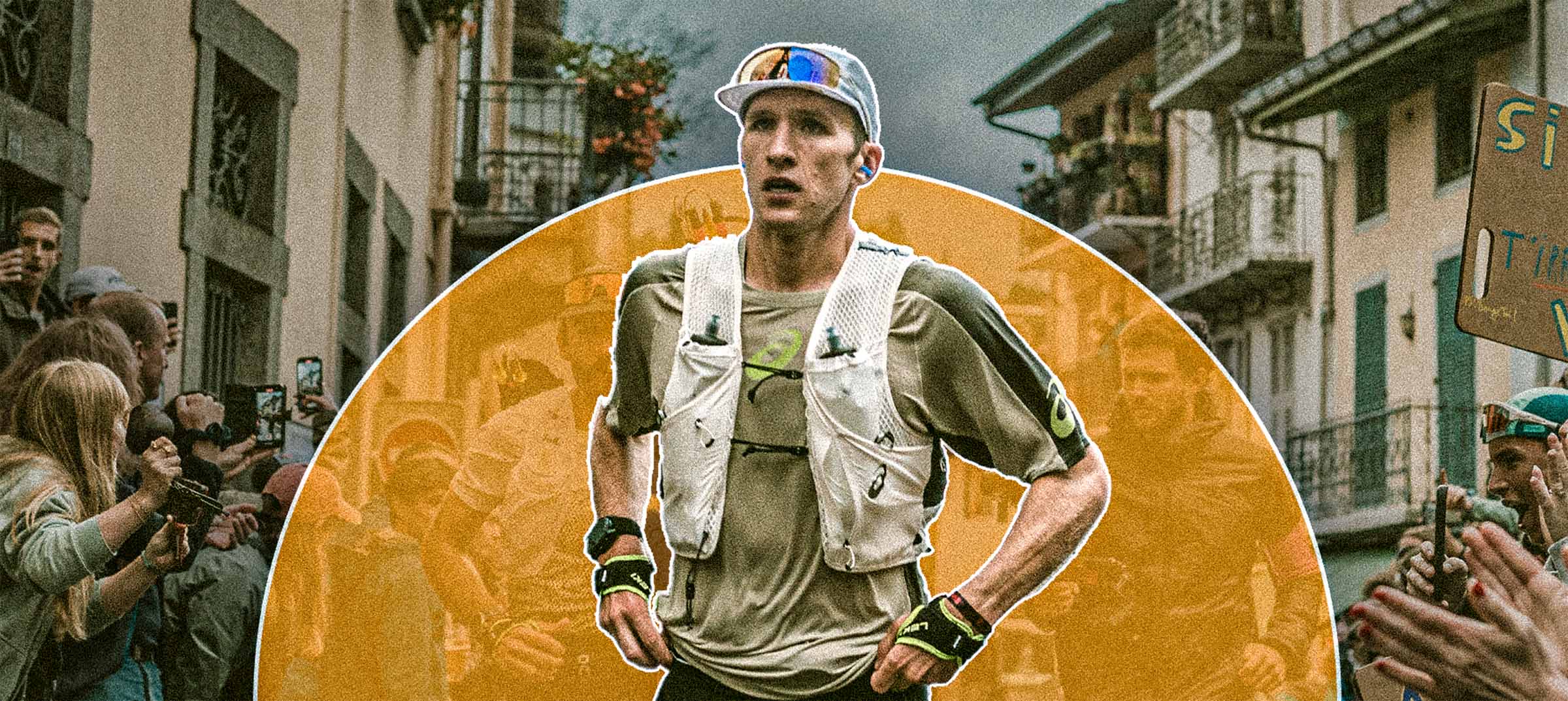 Tom Evans - Borderlands Trail Running Tom Evans, runner, surrounded by cheering crowd